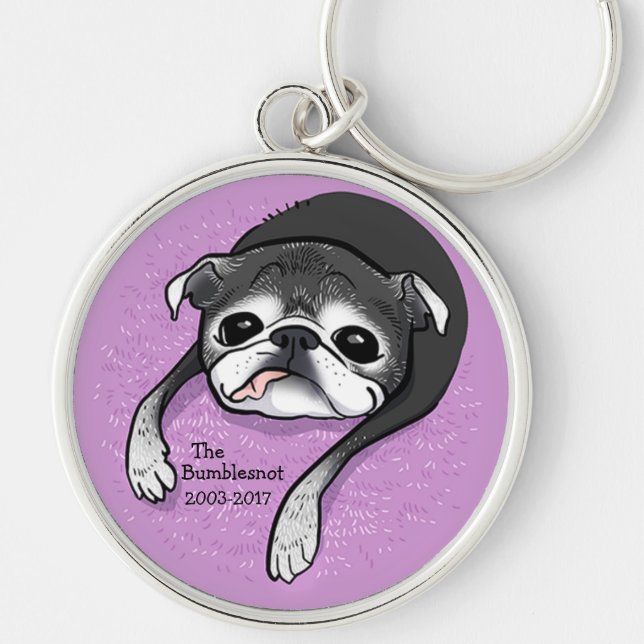 Bumblesnot minnes- högvärdig keychain rund silverfärgad nyckelring (Framsidan)