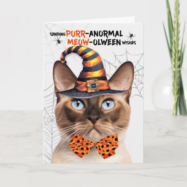 Bumese Halloween Cat PURRanormal MEOWolween Helgkort (Framsida)