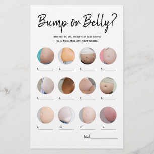 Bump eller Beer Belly Minimalist Baby Shower-spel