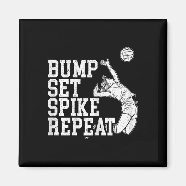Bump Set Spike Repeat Volleyll Player Coach Gameda Magnet (Framsidan)