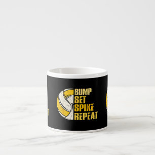 Bump Set Spike Upprepa Volleyboll Roligt Espressomugg