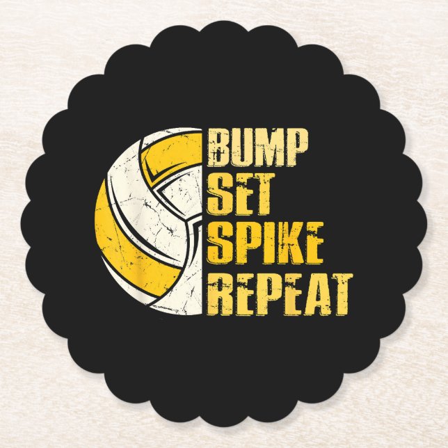 Bump Set Spike Upprepa Volleyboll Roligt Underlägg Papper (Framsida)