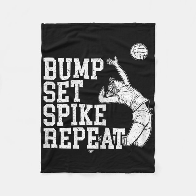 Bump Set Spike Upprepa Volleyboll Spelare Tränare  Fleecefilt (Framsidan)