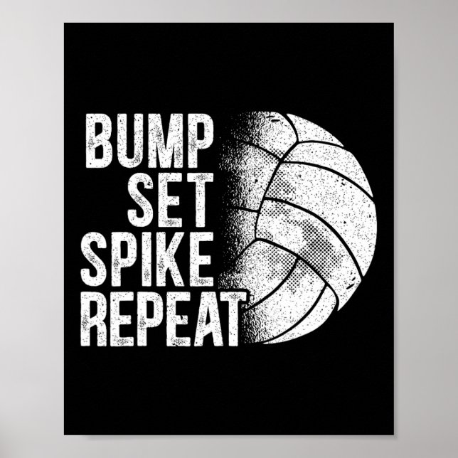 Bump Set Spike Upprepa Volleyboll Spelare Tränare  Poster (Framsidan)