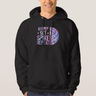 Bump Set Spike Upprepa Volleybollspelare Idrottare Hoodie