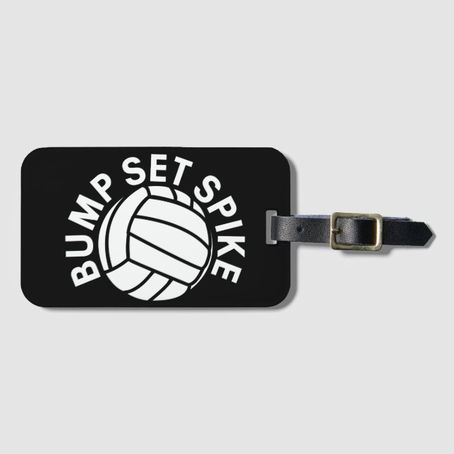 Bump set spike volleyball team bagagebricka (Framsida horisontal)