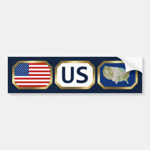 Bumper-etikett för USA flagga Karta Bildekal