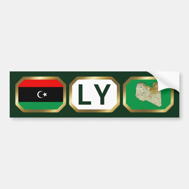 Bumper-märke för Libyen Flagga-koden Bildekal (Framsidan)