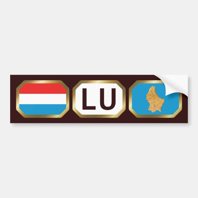 Bumper-märke för luxemburgsk Flagga-kod Bildekal (Framsidan)