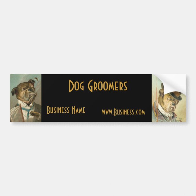 Bumper Sticker Business Vintage Hund Groomers Bildekal (Framsidan)