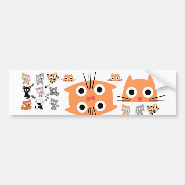 Bumper Sticker Cat Kittens Bildekal (Framsidan)