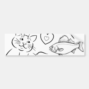 Bumper Sticker Cat Kittens Fish Bildekal
