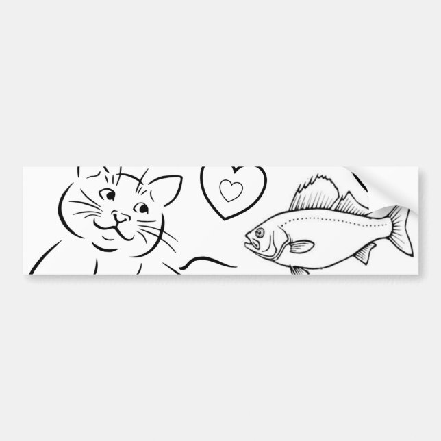 Bumper Sticker Cat Kittens Fish Bildekal (Framsidan)
