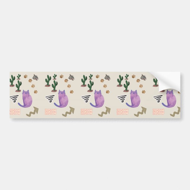 Bumper Sticker Cat Kittens Meow Bildekal (Framsidan)