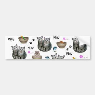 Bumper Sticker Cat Kittens Meow Bildekal