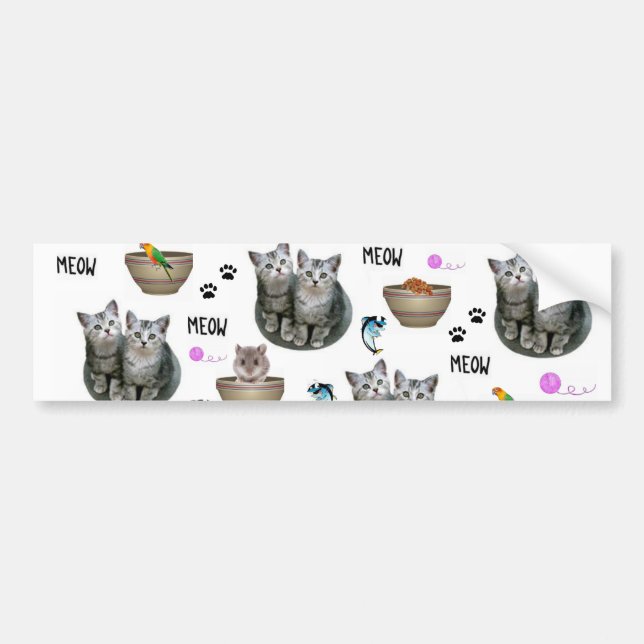 Bumper Sticker Cat Kittens Meow Bildekal (Framsidan)