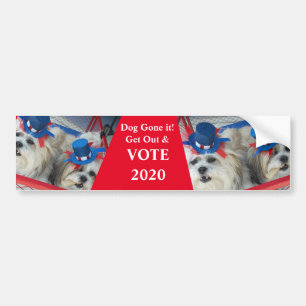 Bumper Sticker Hund Borta det!OMRÖSTNING Bildekal