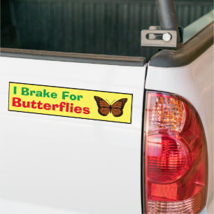 Bumper Sticker - Jag bromsar för fjärilar Bildekal