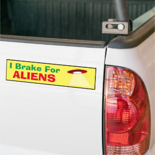 Bumper Sticker - Jag bromsar för Utomjordingar Bildekal