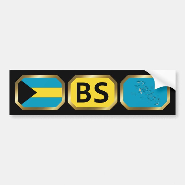 Bumper Sticker-kod för Bahamas Flagga Bildekal (Framsidan)