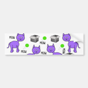 Bumper Sticker Lila Cat Kittens Meow Bildekal