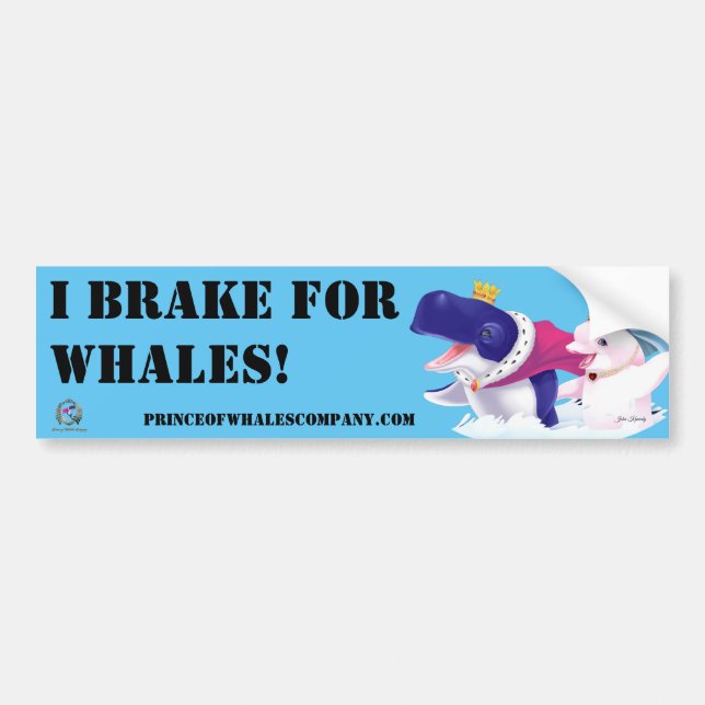 Bumper Sticker Prince of Whales I Brake for Whales Bildekal (Framsidan)