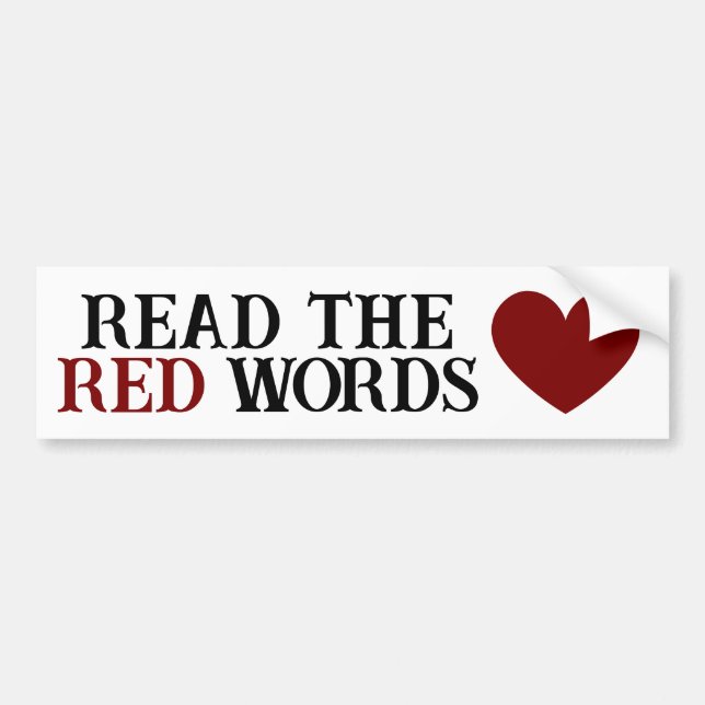 Bumper Sticker: Read the Red Words Bildekal (Framsidan)