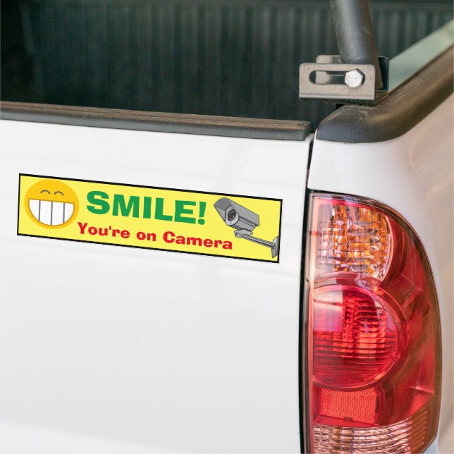 Bumper Sticker - Smiles du är på kameran Bildekal (På lastbil)