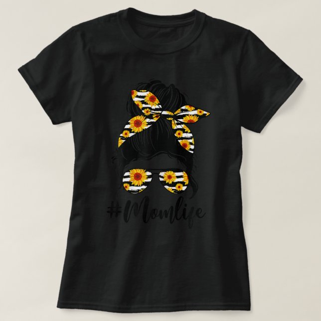 Bun för kvinnliga Mamma Life Gift Mamma Life Solro T Shirt (Design framsida)