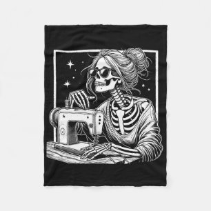 Bun Hår Skelett Syerska Quilter Halloween Sy Kvinn Fleecefilt