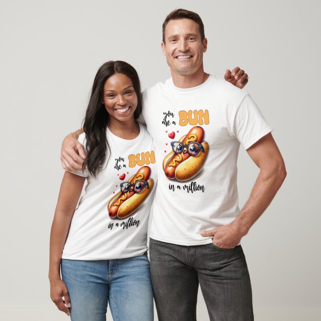 Bun i en miljon Hotdog Punny Funny Valentine T Shirt (Unisex)