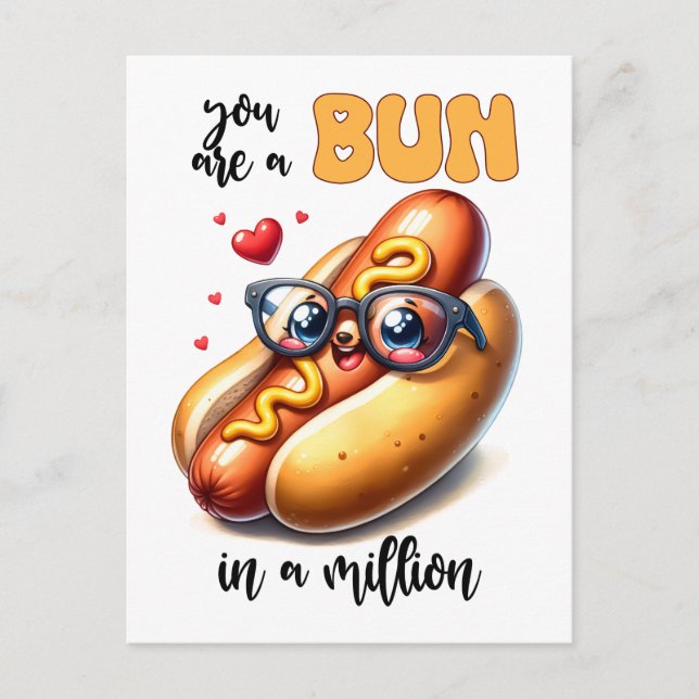 Bun i en miljon Hotdog Punny Funny Valentine Vykort (Framsida)