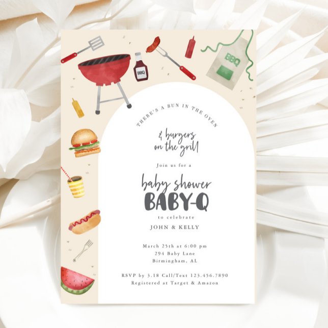 Bun i Oven Baby Shower BabyQ-inbjudan Inbjudningar (Bun in the Oven BBQ Shower)