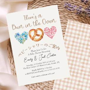 Bun i Oven Baby Shower Bread Blommigt Heeart Inbjudningar