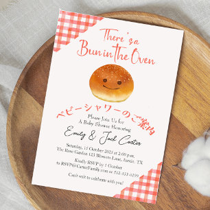 Bun i Oven Baby Shower Cute Bread Red Gingham Inbjudningar