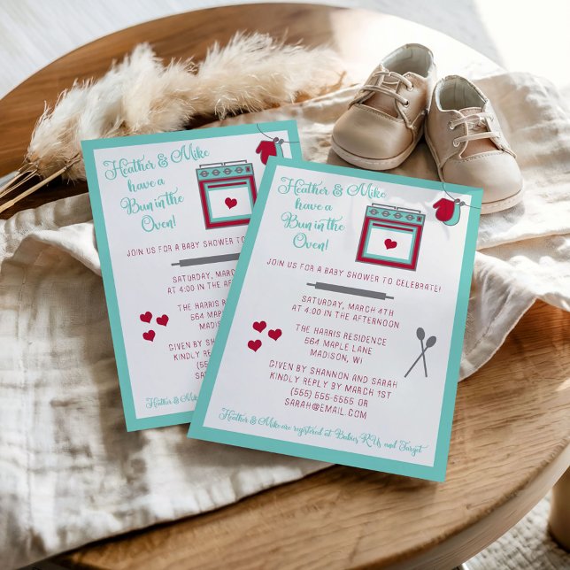 Bun i Oven Baby Shower-inbjudan Inbjudningar (Skapare uppladdad)