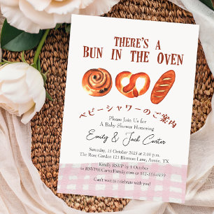 Bun i Oven Baby Shower Rosa Gingham Picnic Inbjudningar