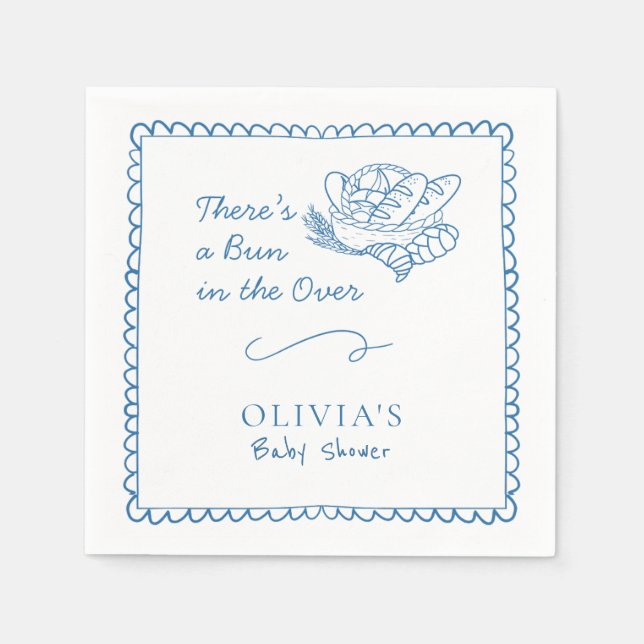 Bun i Oven Baby Shower Rustic Napkins Pappersservett (Framsidan)