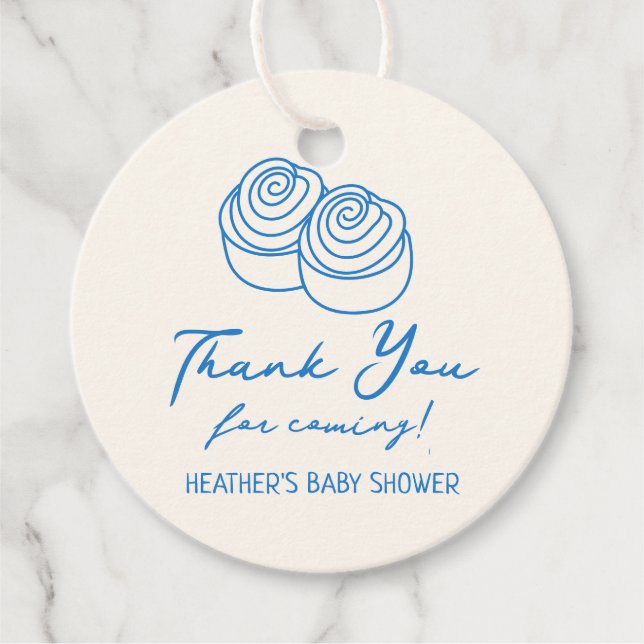 Bun i Oven Bakery Boy Shower Tack Gåvor Etiketter (Framsida)
