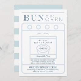 Bun i Oven Boy Blue Drive by Baby Shower Inbjudningar