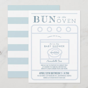 Bun i Oven Boy Blue Drive by Baby Shower Inbjudningar