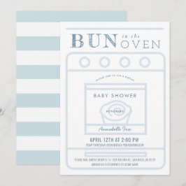 Bun i Oven Boy Blue Virtuell Baby Shower Inbjudningar