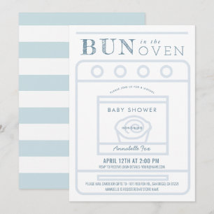 Bun i Oven Boy Blue Virtuell Baby Shower Inbjudningar