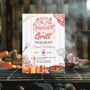 Bun i Oven & Burgers Grill Baby Shower Girl Inbjudningar