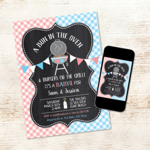 Bun i Oven Gender Reveal Baby Shower Inbjudningar