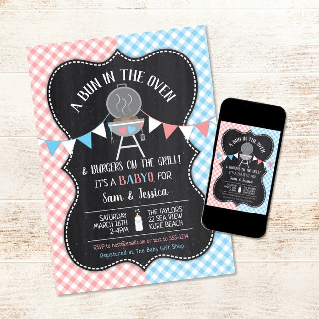 Bun i Oven Gender Reveal Baby Shower Inbjudningar (Skapare uppladdad)