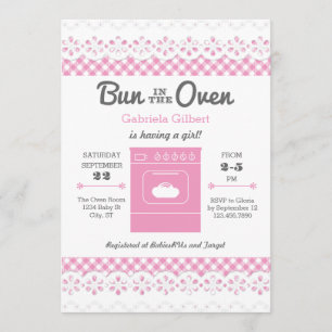 Bun i Oven Girl Baby Shower-inbjudan Inbjudningar