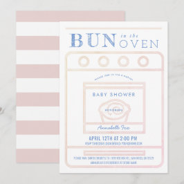 Bun i Oven Girl Rosa Virtuell Baby Shower Inbjudningar