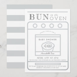 Bun i Oven Grått Baby Shower Inbjudningar