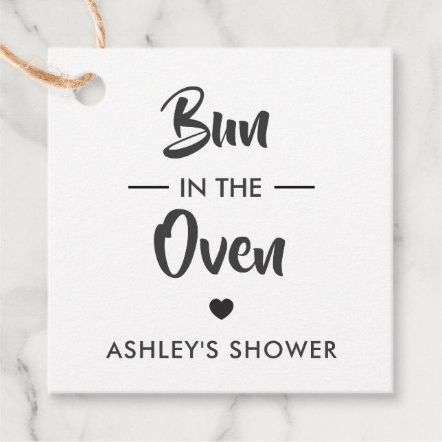 Bun i Oven-Märkrn, Baby Shower Gift-Märkrn, Kraft Gåvor Etiketter (Framsida)